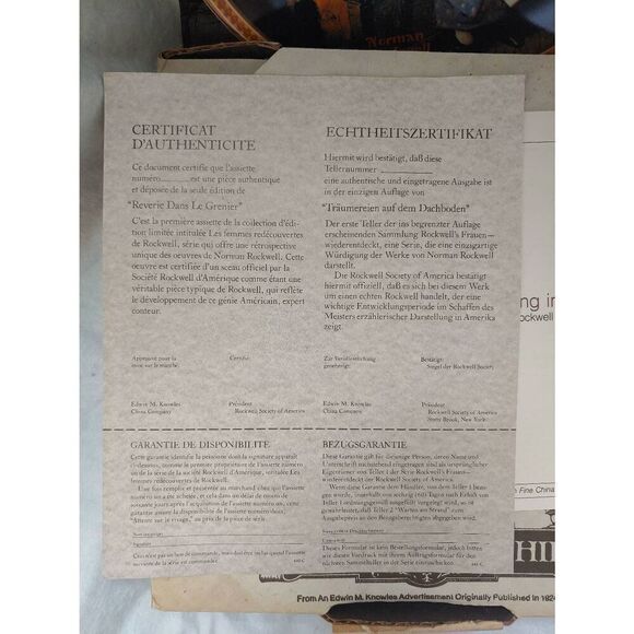 Norman Rockwell "Dreaming In The Attic" #7938Y Bradford Collectible Plate - Picture 5 of 7